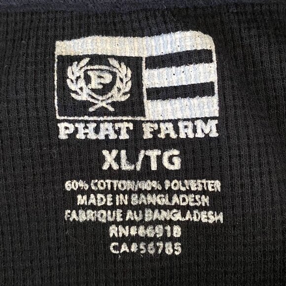 Phat Farm Long-Sleeve Henley Shirt Men's Size XL Black Waffle Knit Thermal - Picture 8 of 10